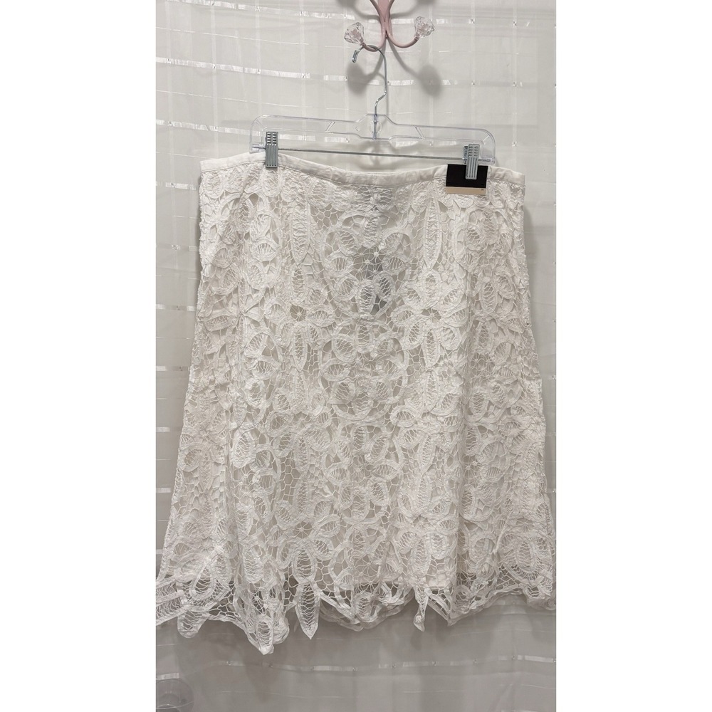 Lane Bryant White Lace Skirt Womens Size 20 NWT Midi Cotton Scalloped